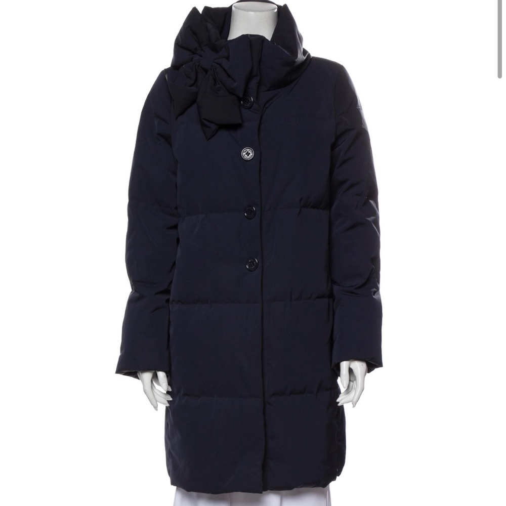 Kate Spade Navy Blue Bow Puffer Coat Medium